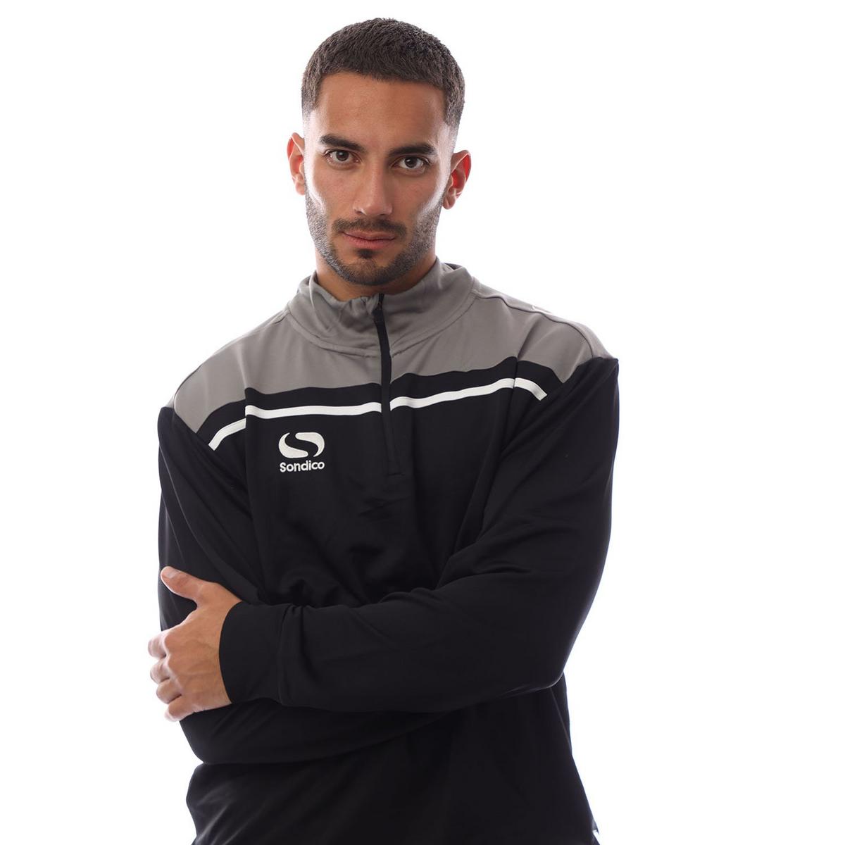Black-Charcoal - Side - Sondico Mens Long-Sleeved Sweatshirt