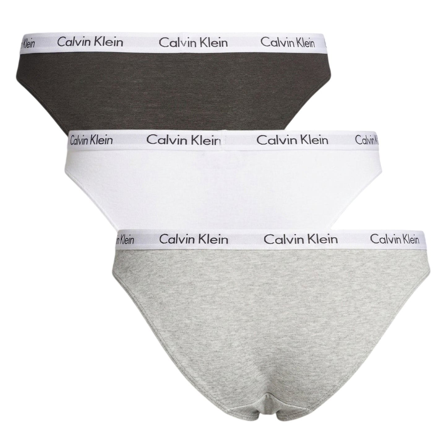 Grey - Back - Calvin Klein Womens-Ladies Carousel Briefs (Pack of 3)