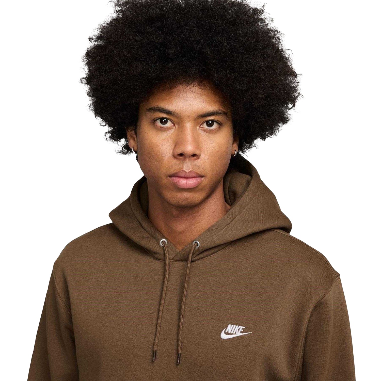 Mosswood brown - Side - Nike Mens Club Fleece Pullover Hoodie