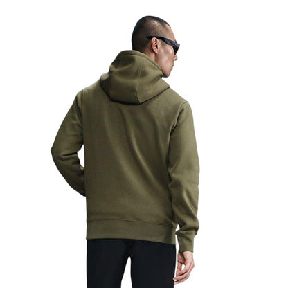 Olive-White - Back - Nike Mens Club Fleece Pullover Hoodie