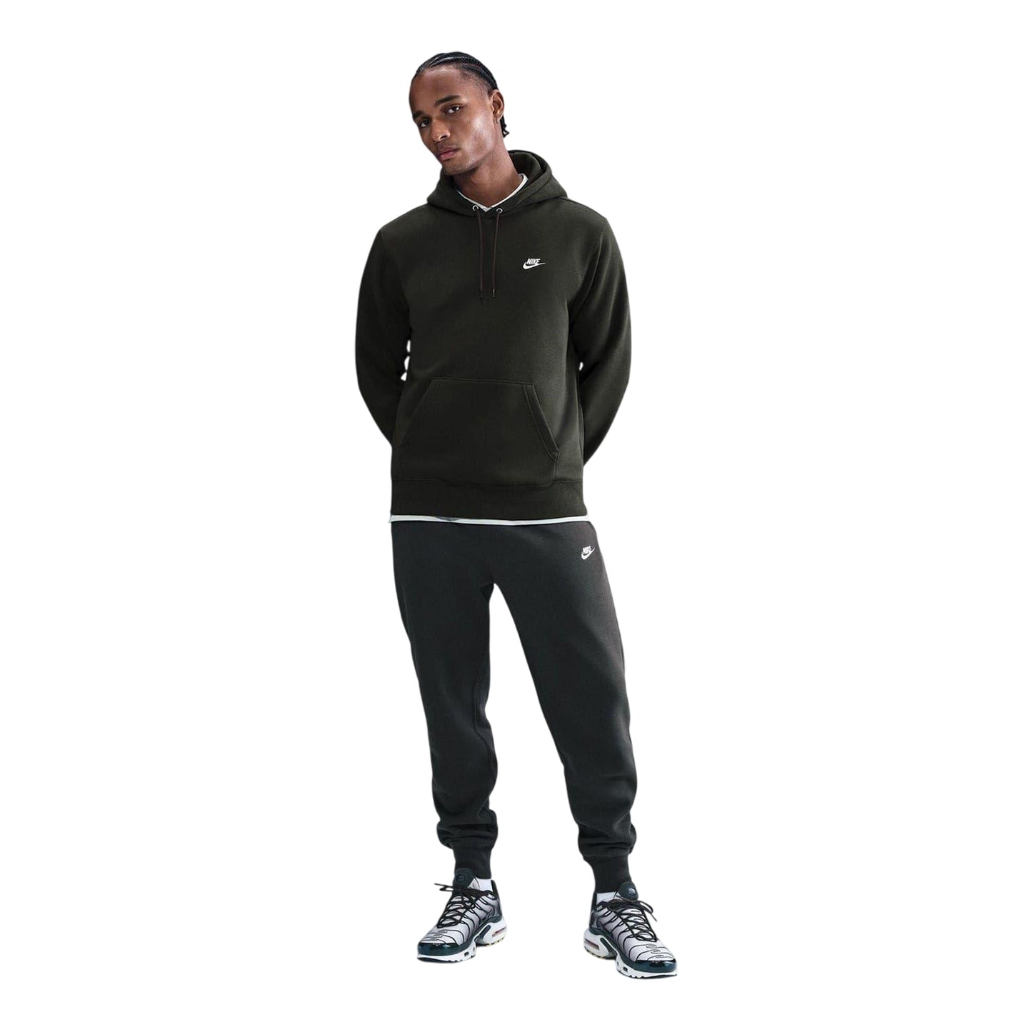 Sequoia Red - Side - Nike Mens Club Fleece Pullover Hoodie