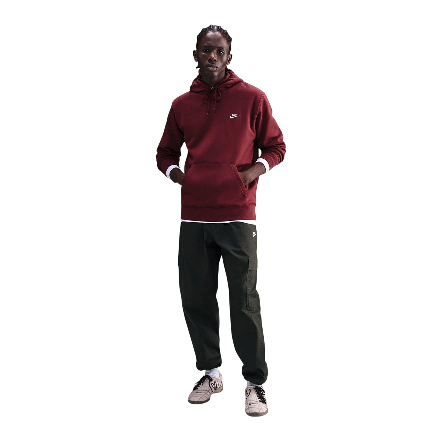 Team Red - Side - Nike Mens Club Fleece Pullover Hoodie
