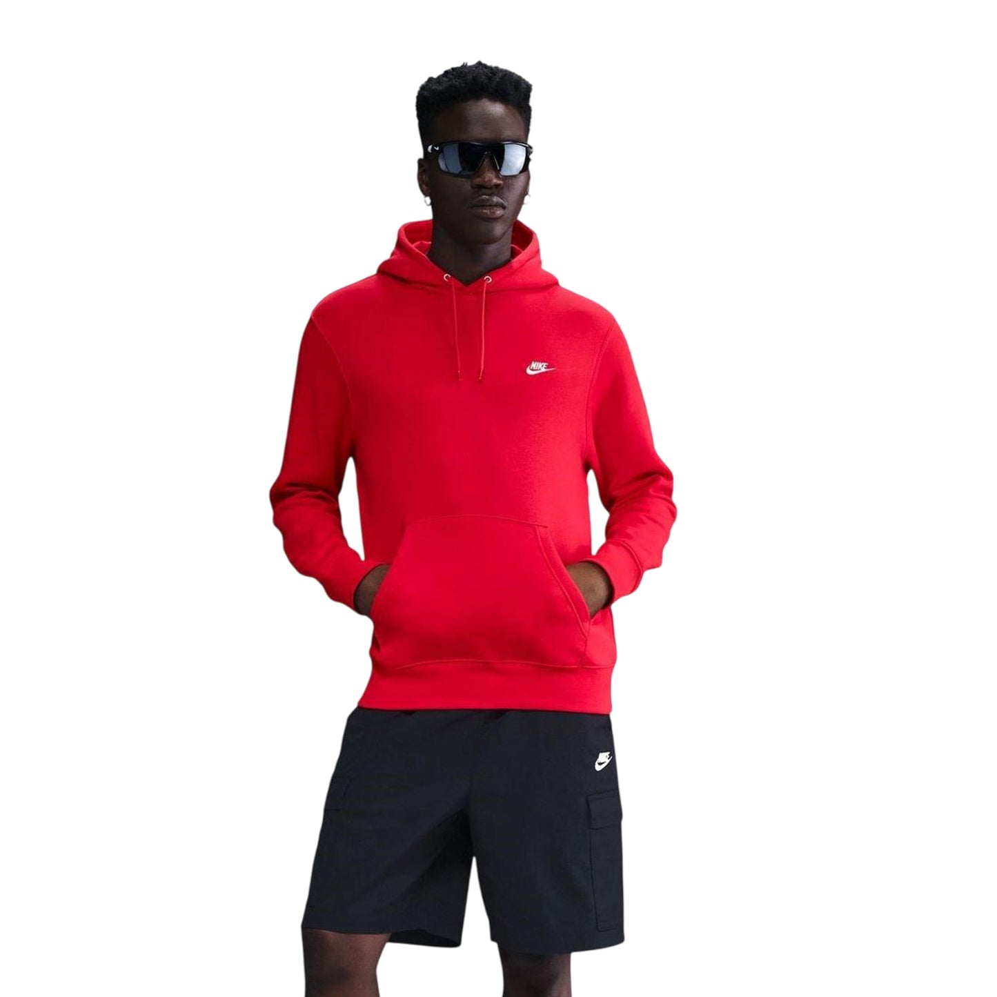 Uni Red - Front - Nike Mens Club Fleece Pullover Hoodie