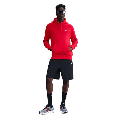 Uni Red - Side - Nike Mens Club Fleece Pullover Hoodie
