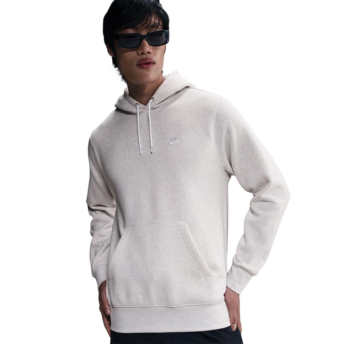 Birch - Front - Nike Mens Club Fleece Pullover Hoodie