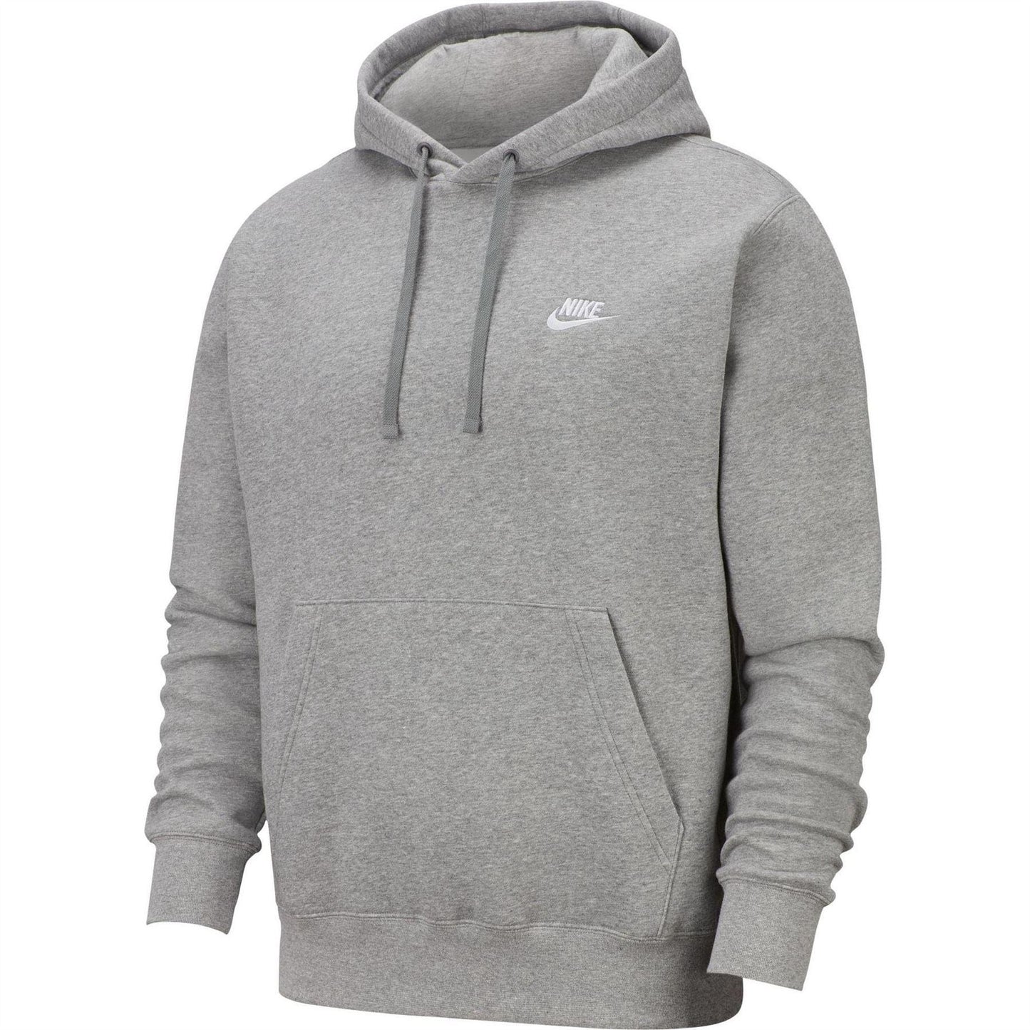 Grey - Front - Nike Mens Club Fleece Pullover Hoodie