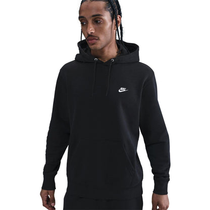 Black - Side - Nike Mens Club Fleece Pullover Hoodie