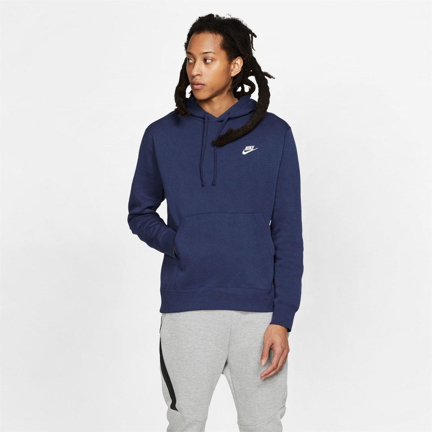 Navy - Pack Shot - Nike Mens Club Fleece Pullover Hoodie