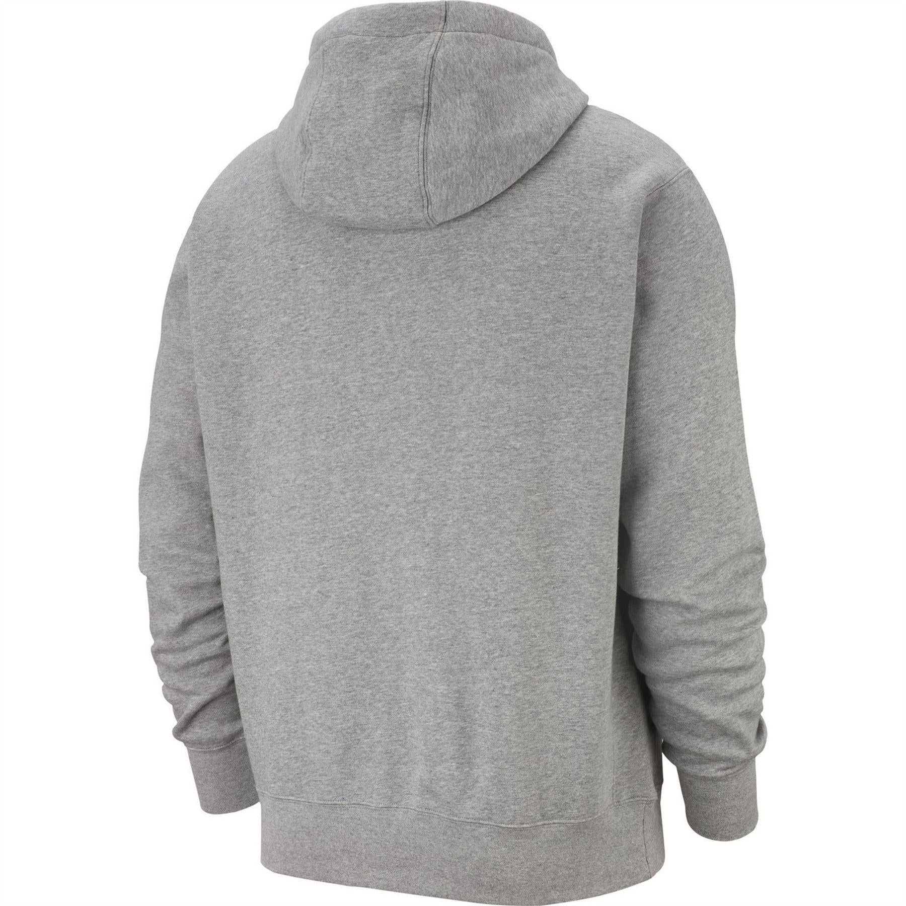 Grey - Close up - Nike Mens Club Fleece Pullover Hoodie