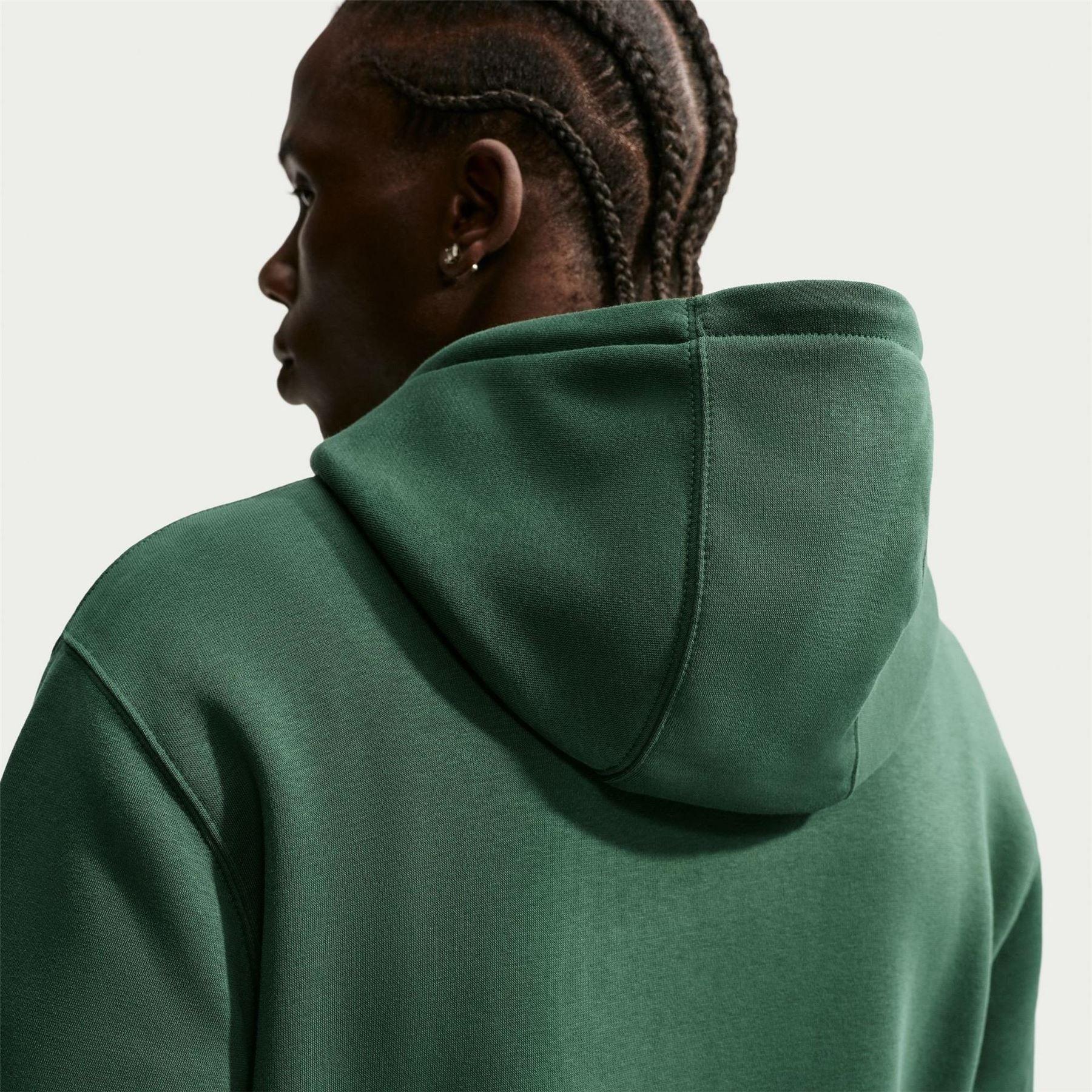 Forest Green - Side - Nike Mens Club Fleece Pullover Hoodie