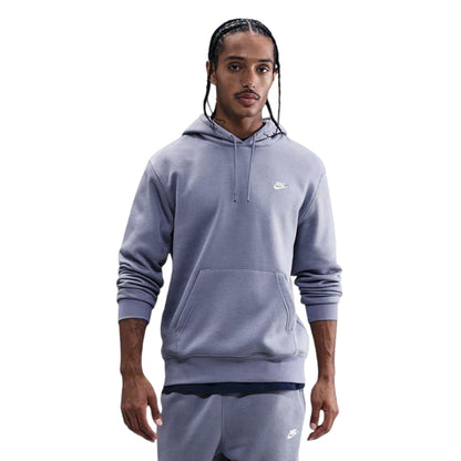 Indigo - Front - Nike Mens Club Fleece Pullover Hoodie