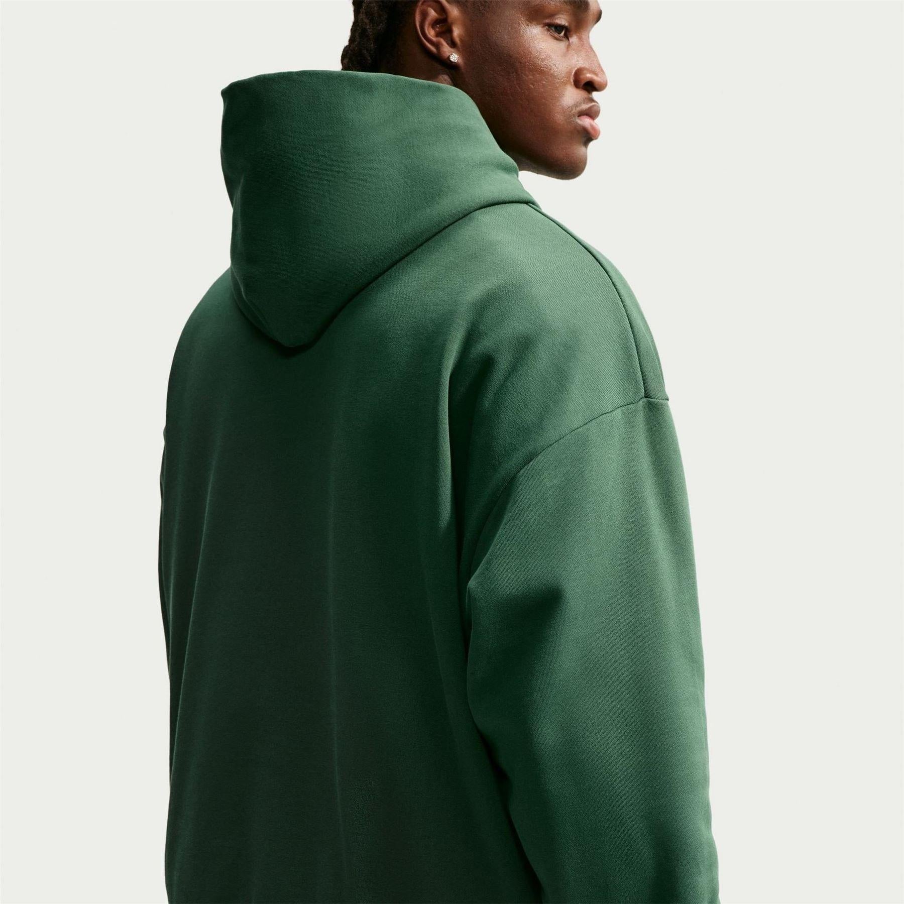 Forest Green - Close up - Nike Mens Club Fleece Pullover Hoodie