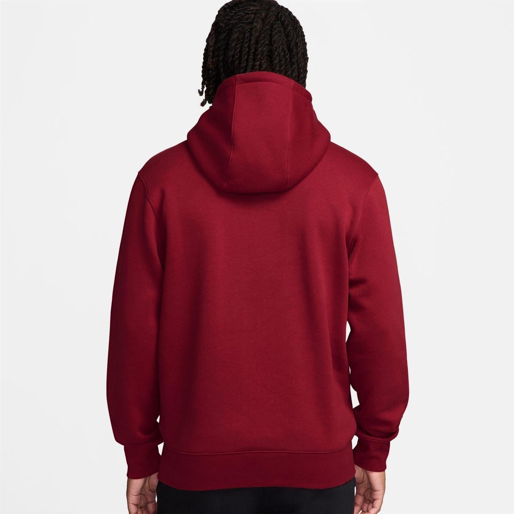 Dark Red - Back - Nike Mens Club Fleece Pullover Hoodie