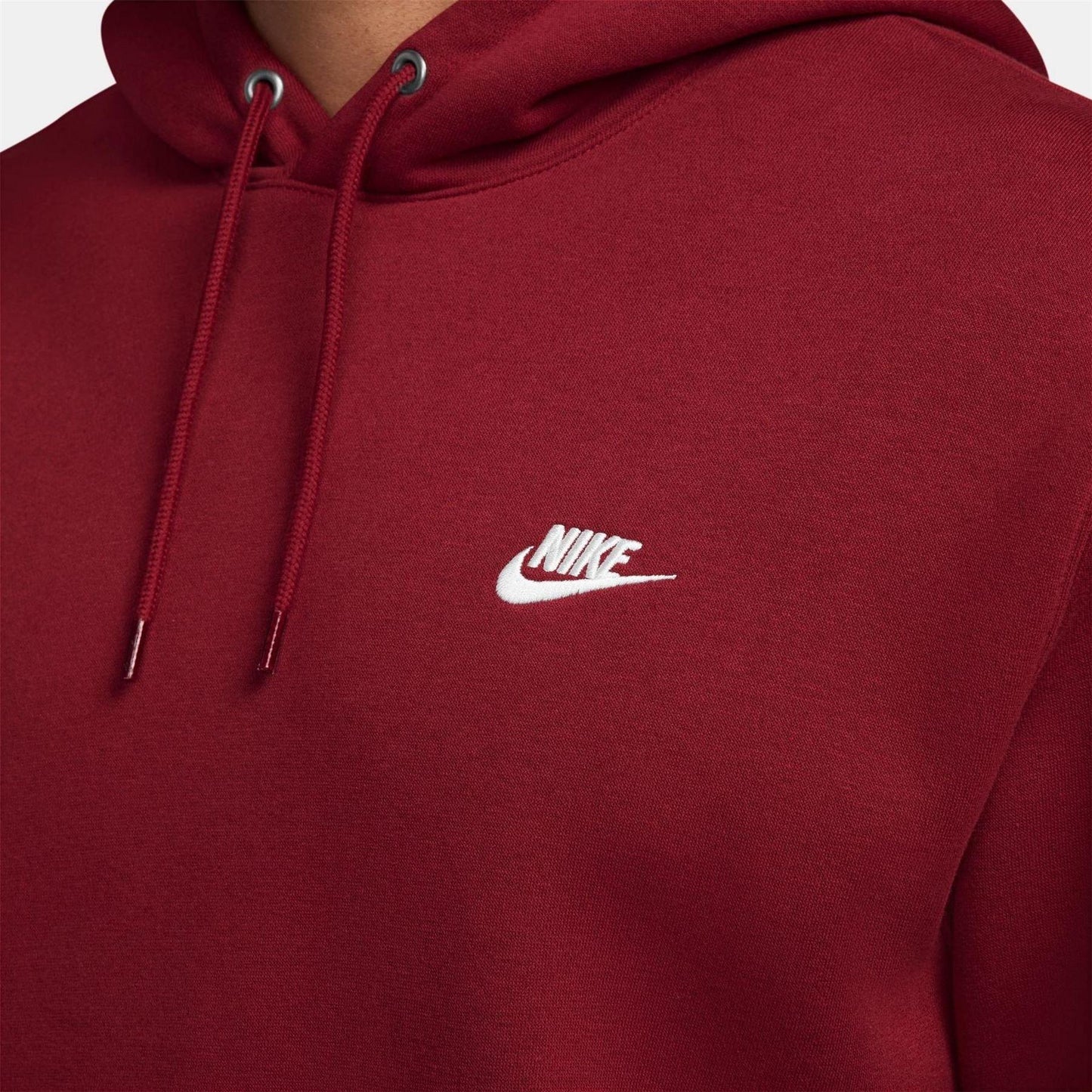 Dark Red - Side - Nike Mens Club Fleece Pullover Hoodie