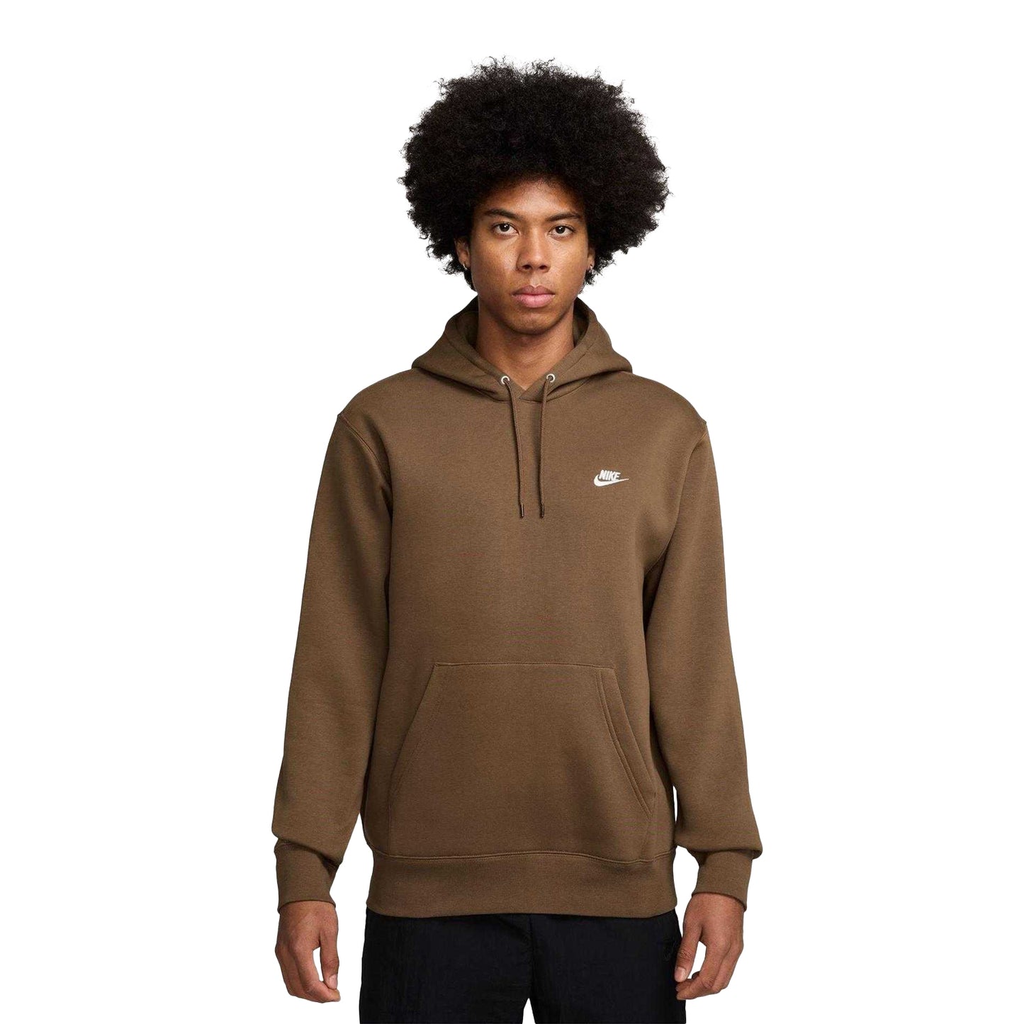 Mosswood brown - Front - Nike Mens Club Fleece Pullover Hoodie