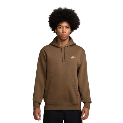 Mosswood brown - Front - Nike Mens Club Fleece Pullover Hoodie