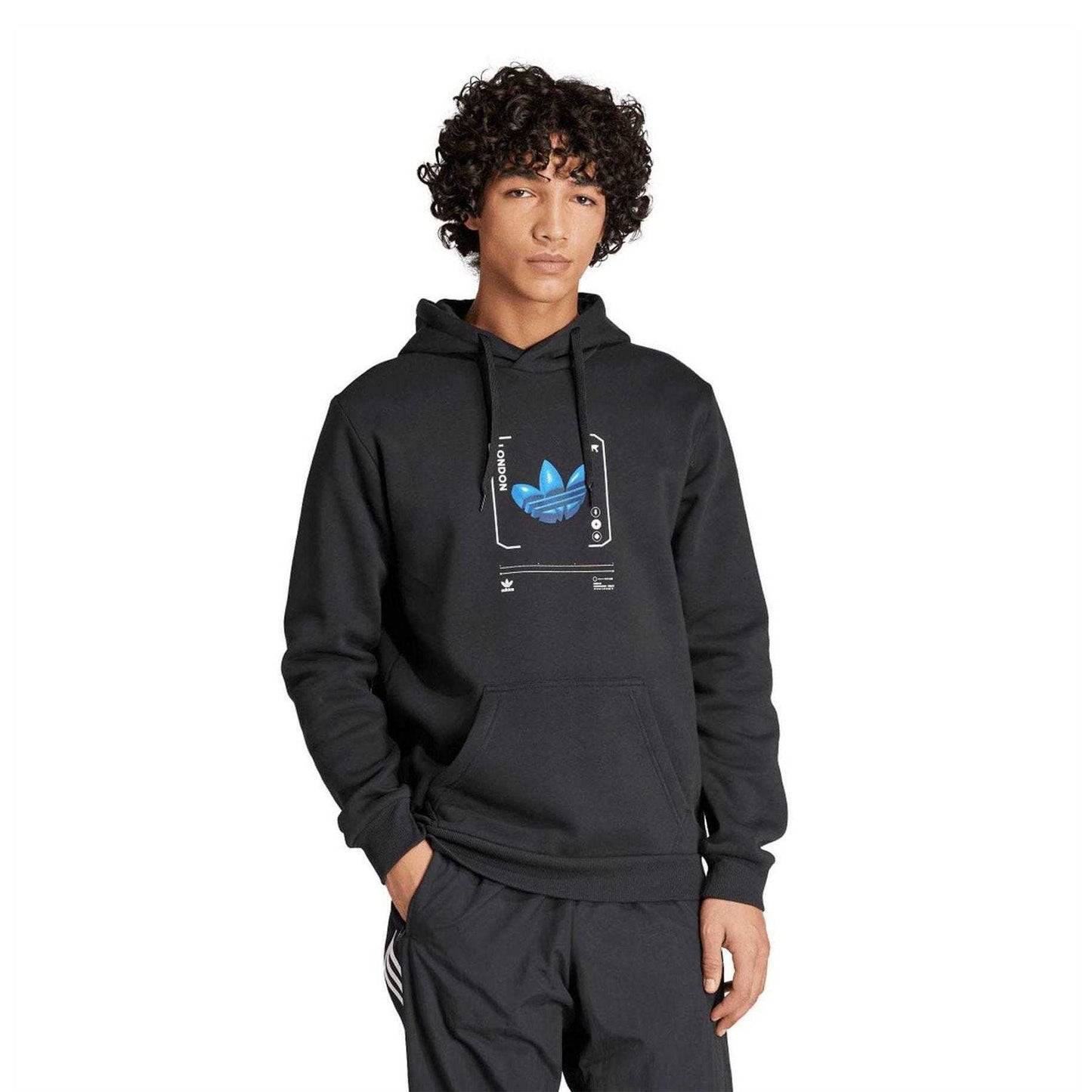Black - Pack Shot - Adidas Mens Cotton Blend Pullover Hoodie