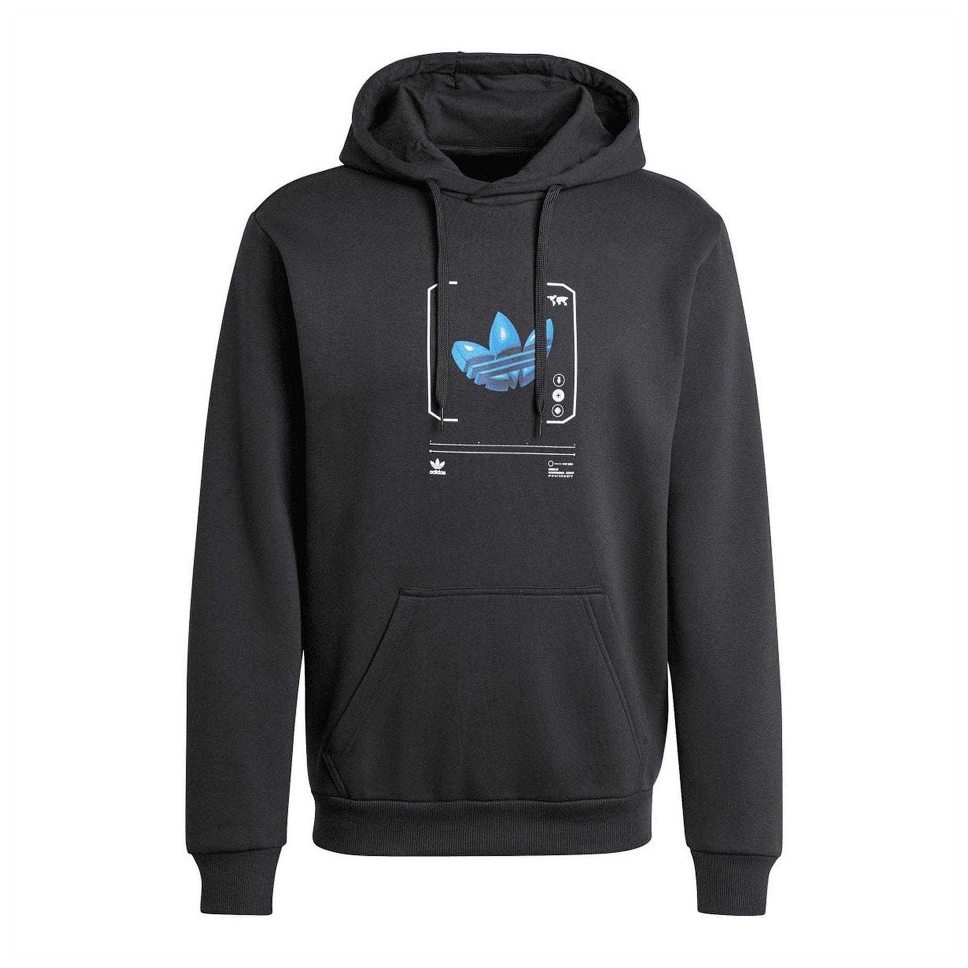 Black - Front - Adidas Mens Cotton Blend Pullover Hoodie