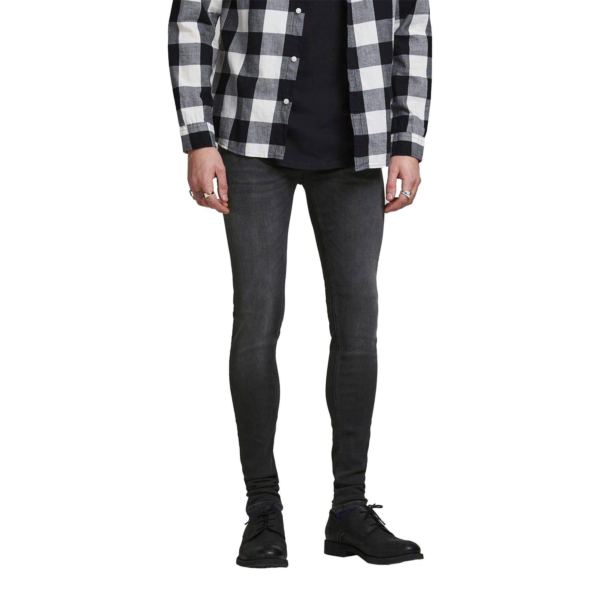 Black Denim - Side - Jack And Jones Mens Spry Skinny Jeans