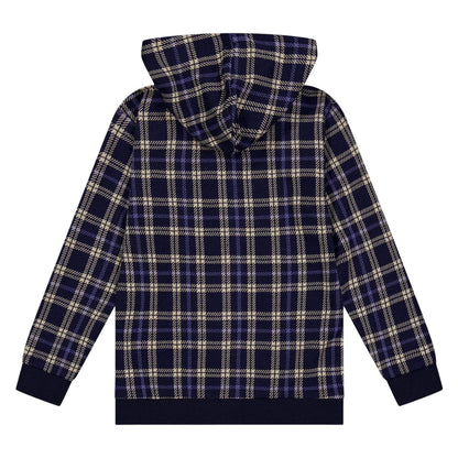 Navy - Back - Lilly & Sid Childrens-Kids Checked Hoodie