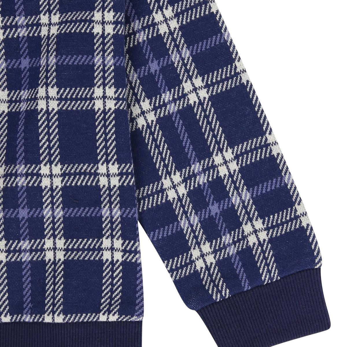 Navy - Lifestyle - Lilly & Sid Childrens-Kids Checked Hoodie