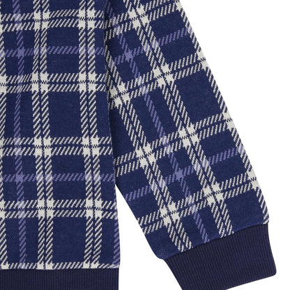 Navy - Lifestyle - Lilly & Sid Childrens-Kids Checked Hoodie