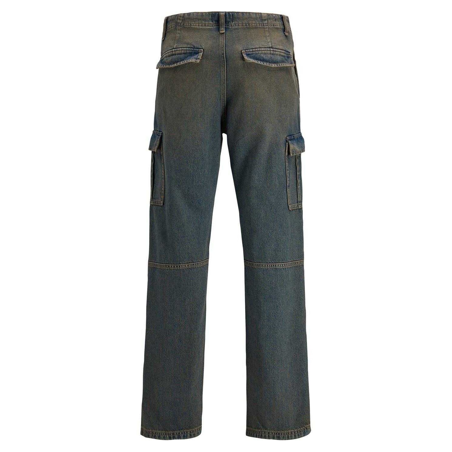 Blue Denim - Back - Jack And Jones Mens Eddie Denim Straight Leg Cargo Jeans