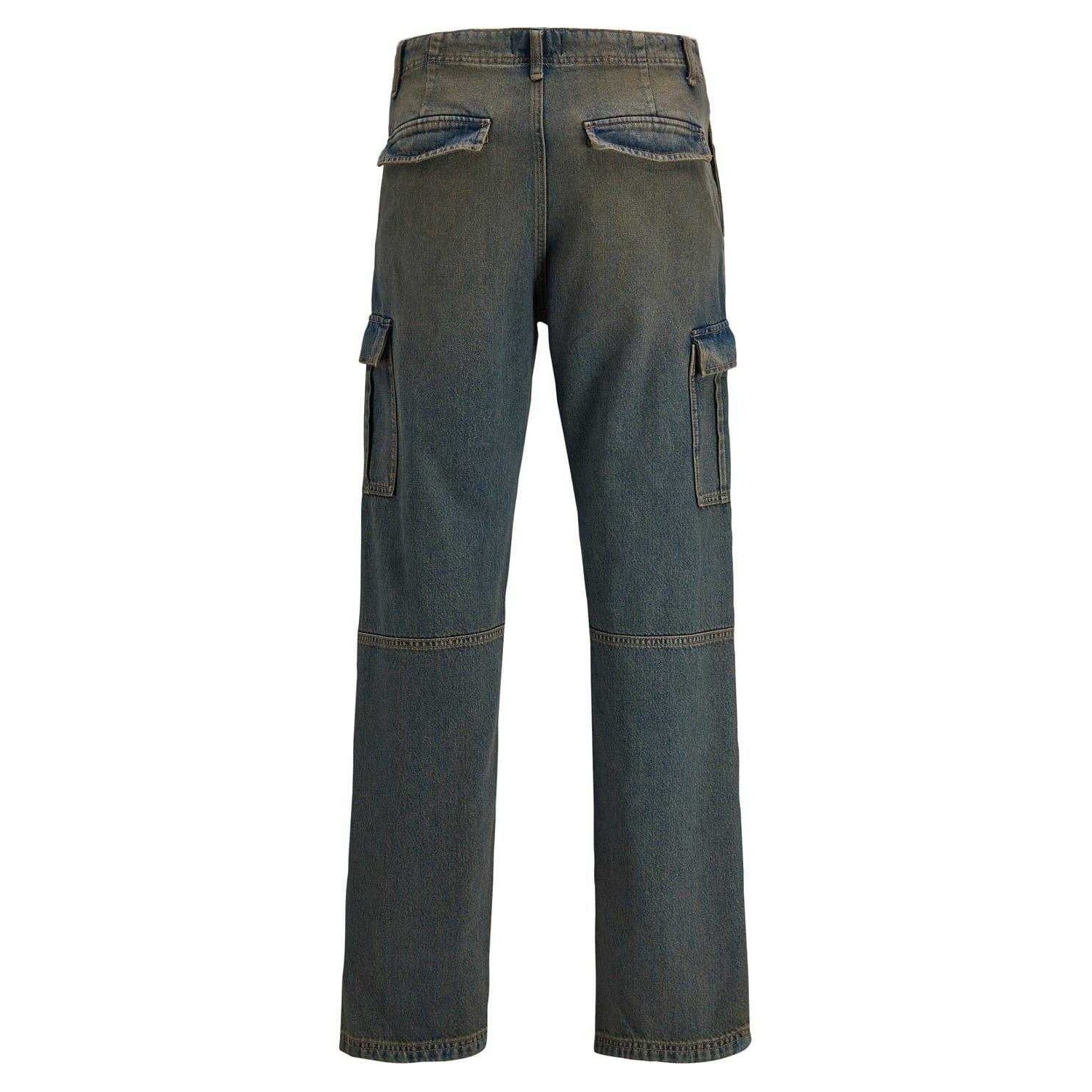 Blue Denim - Back - Jack And Jones Mens Eddie Denim Straight Leg Cargo Jeans