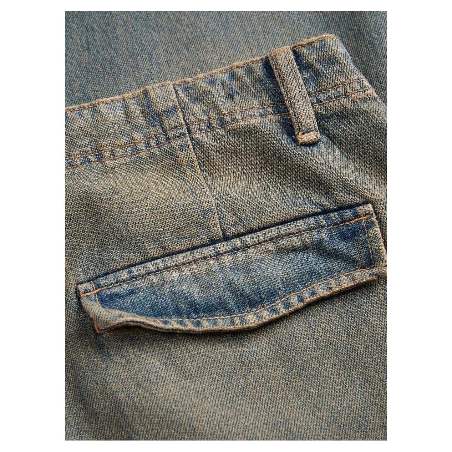 Blue Denim - Side - Jack And Jones Mens Eddie Denim Straight Leg Cargo Jeans