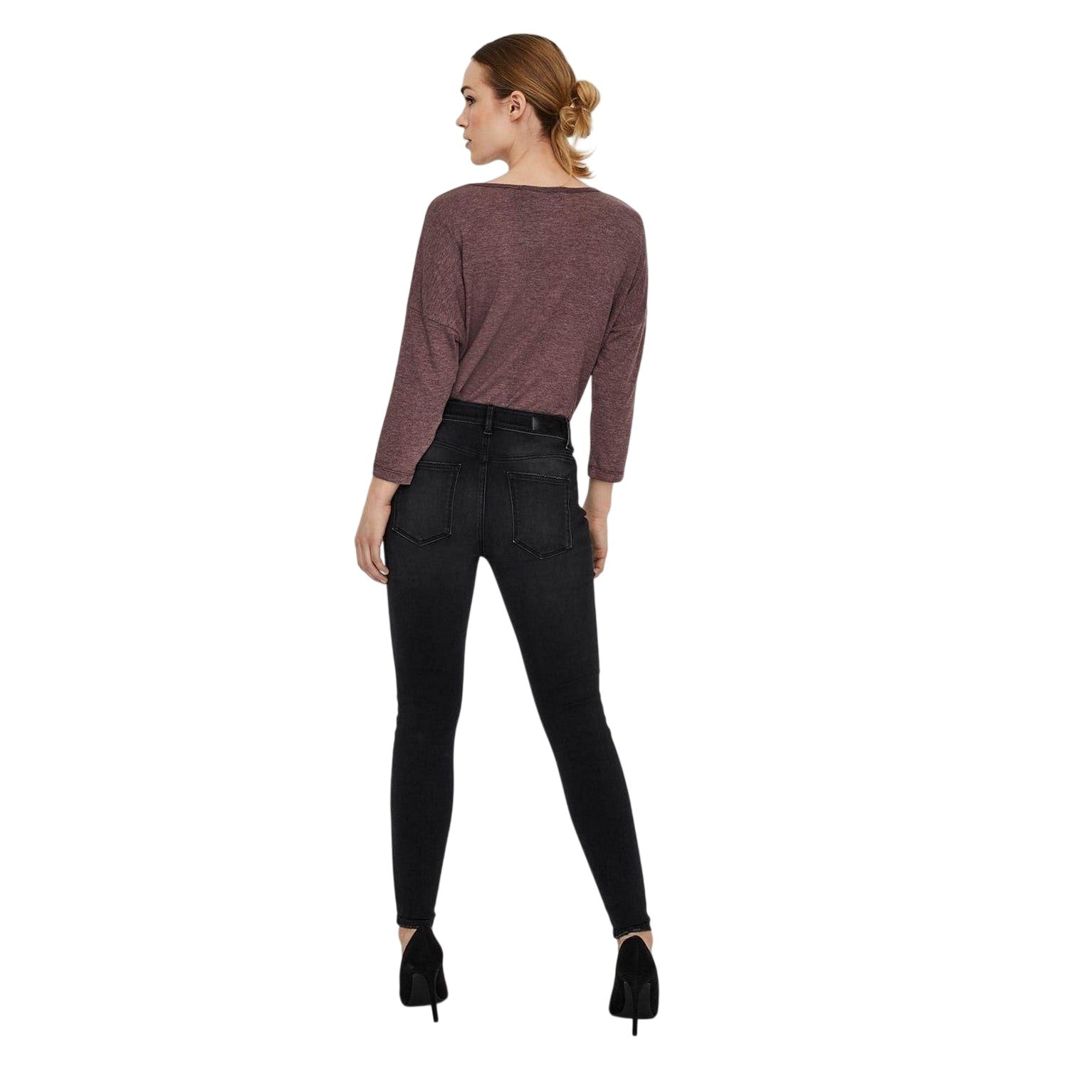 Black Denim - Back - Vero Moda Womens-Ladies Skinny Jeans
