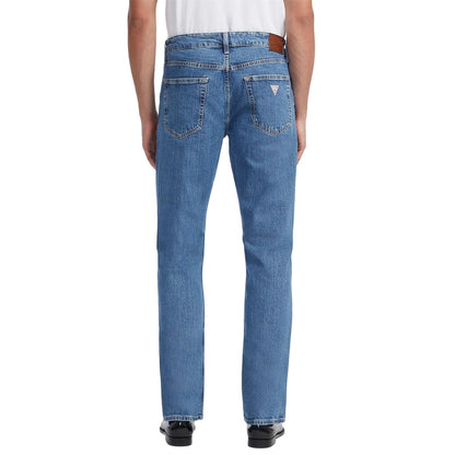 Medium Blue - Back - Guess Mens Denim Straight Jeans