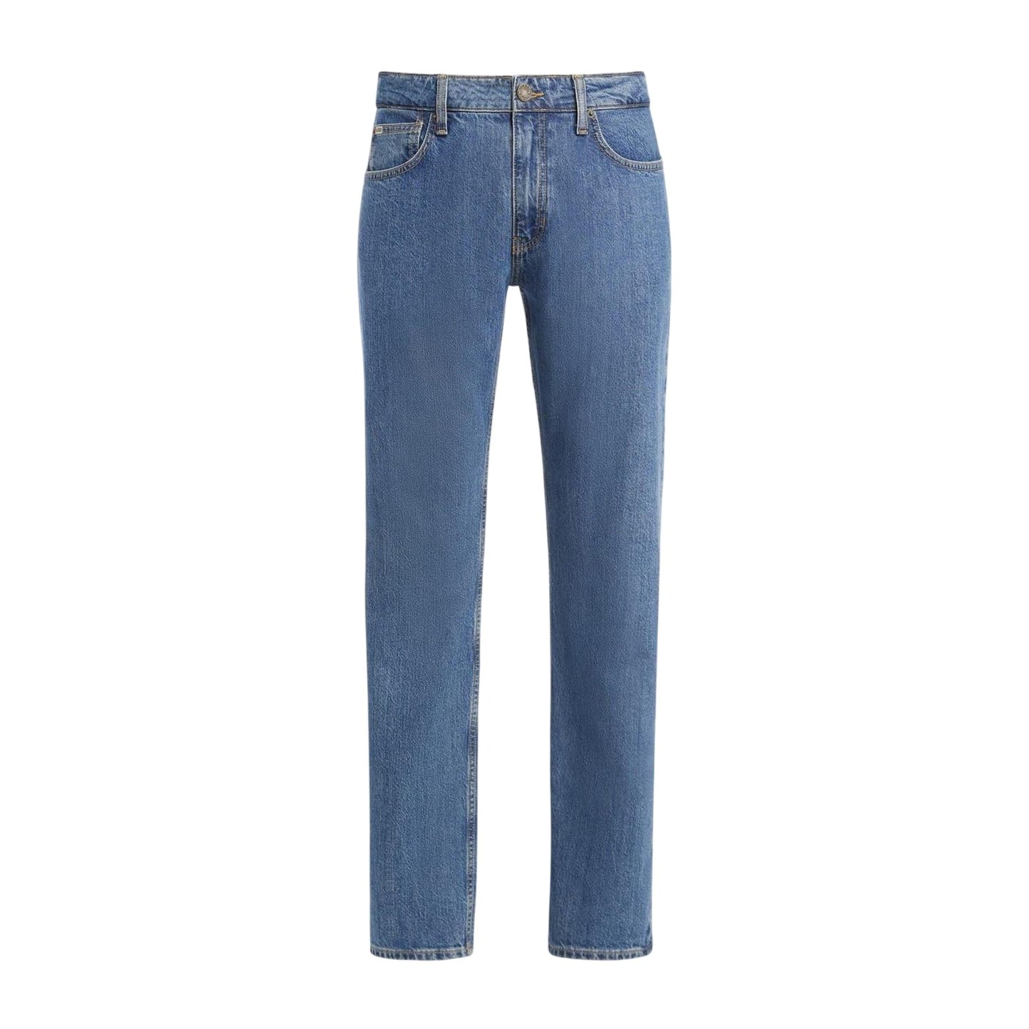 Medium Blue - Front - Guess Mens Denim Straight Jeans