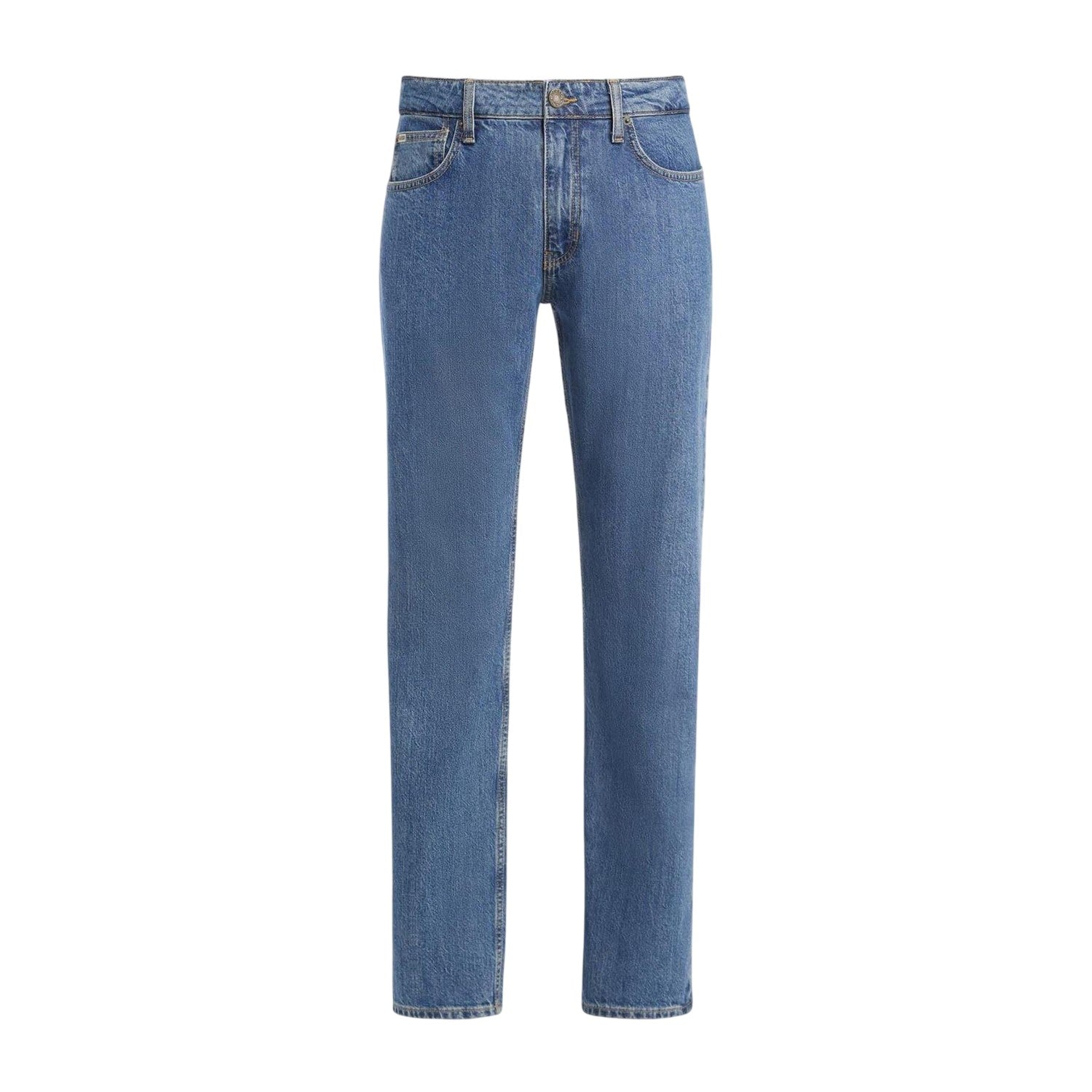 Medium Blue - Front - Guess Mens Denim Straight Jeans