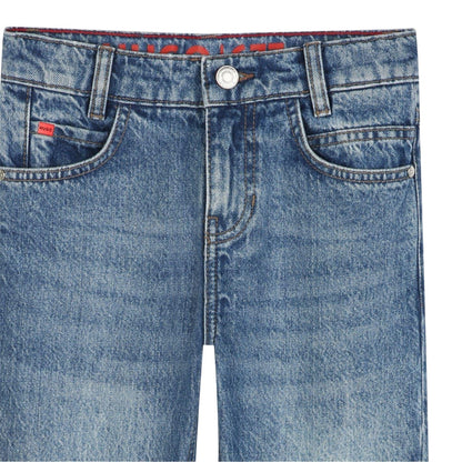 Blue Stone - Side - Hugo Childrens-Kids Denim Straight Jeans