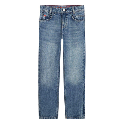 Blue Stone - Front - Hugo Childrens-Kids Denim Straight Jeans