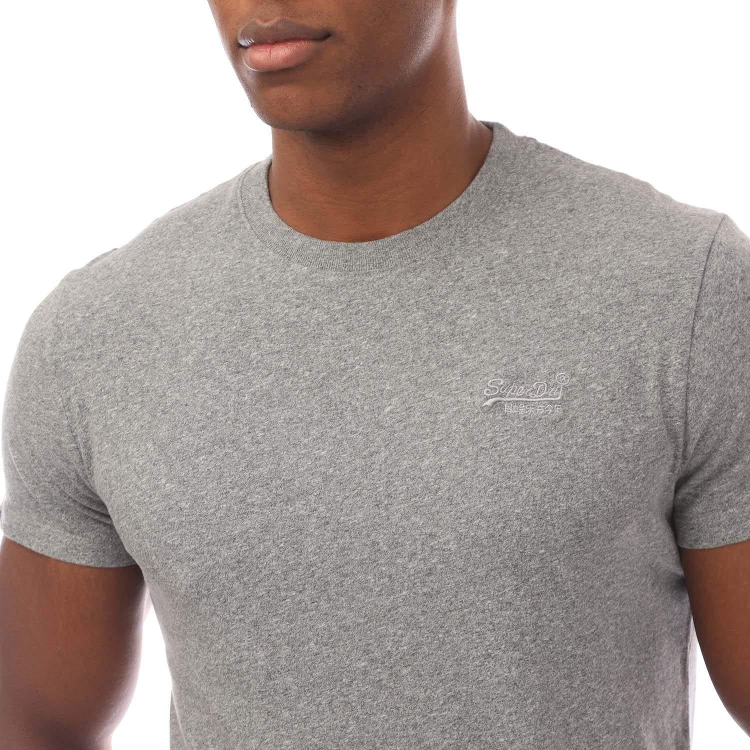 Grey Marl - Side - Superdry Mens Embroidered Logo Vintage T-Shirt