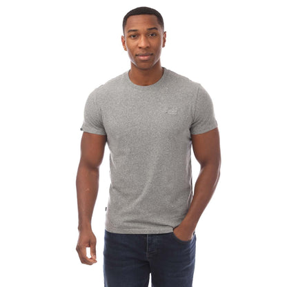 Grey Marl - Front - Superdry Mens Embroidered Logo Vintage T-Shirt
