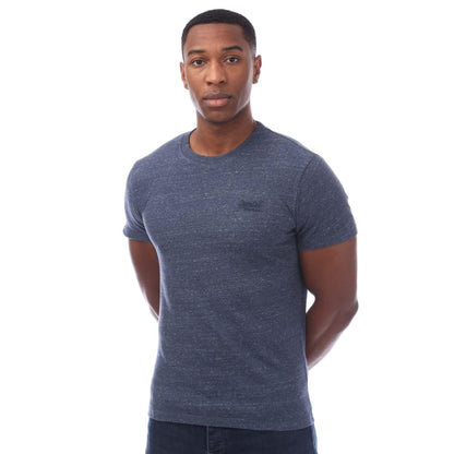 Blue - Front - Superdry Mens Embroidered Logo Vintage T-Shirt