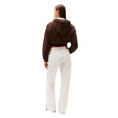 Brown - Back - Tommy Jeans Womens-Ladies Crop Hoodie