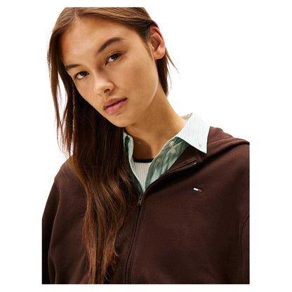 Brown - Side - Tommy Jeans Womens-Ladies Crop Hoodie