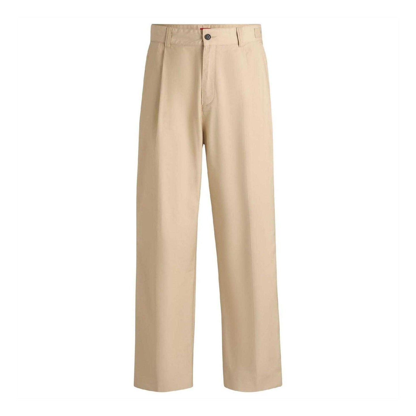Beige - Front - Hugo Mens Relaxed Fit Trousers