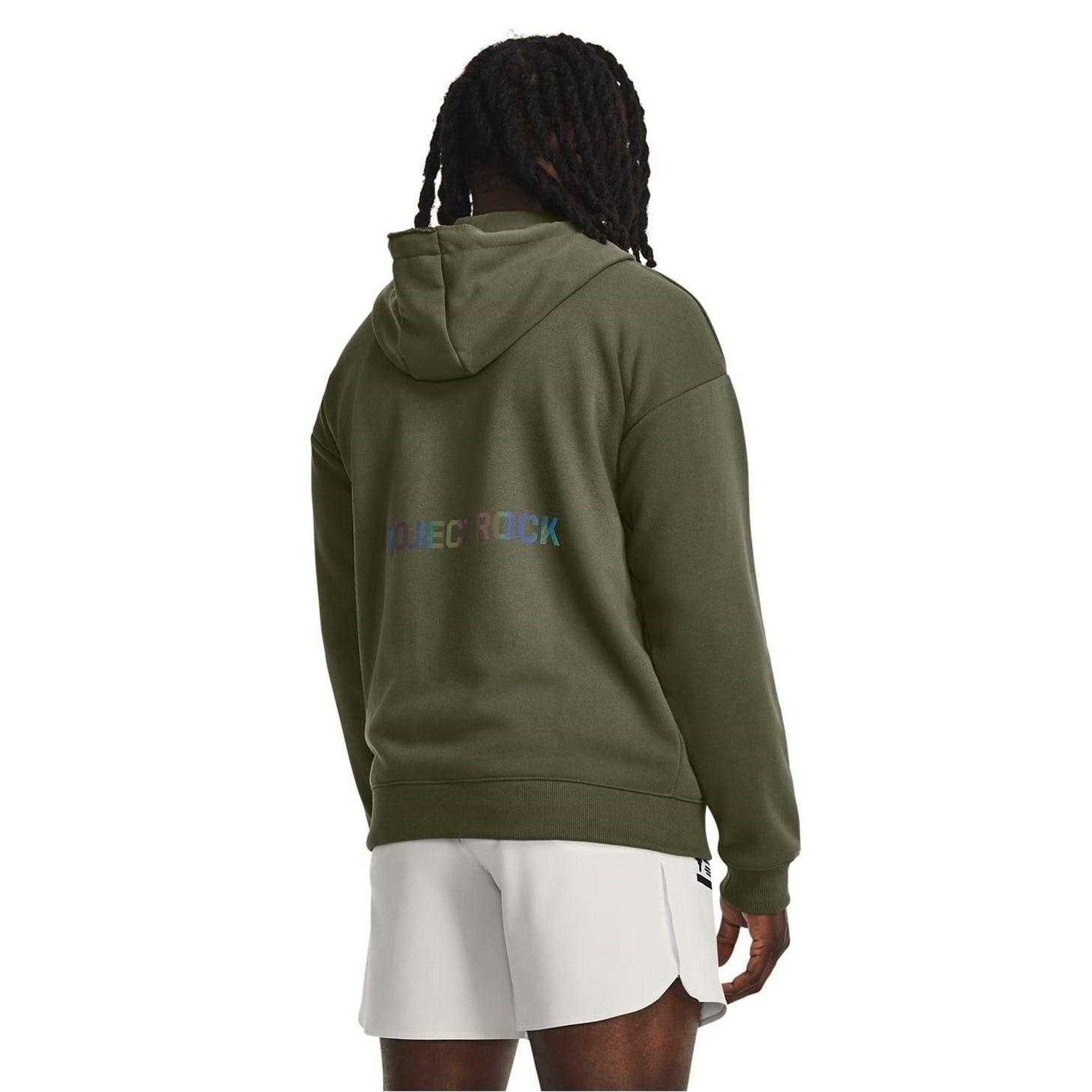 Green - Back - Under Armour Mens Project Rock Relaxed Fit Full Zip Hoodie