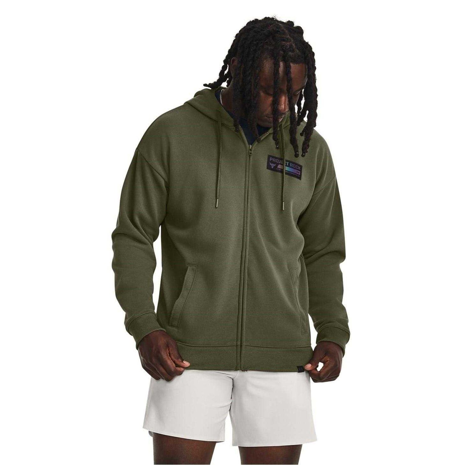 Green - Lifestyle - Under Armour Mens Project Rock Relaxed Fit Full Zip Hoodie