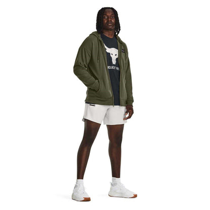 Green - Pack Shot - Under Armour Mens Project Rock Relaxed Fit Full Zip Hoodie