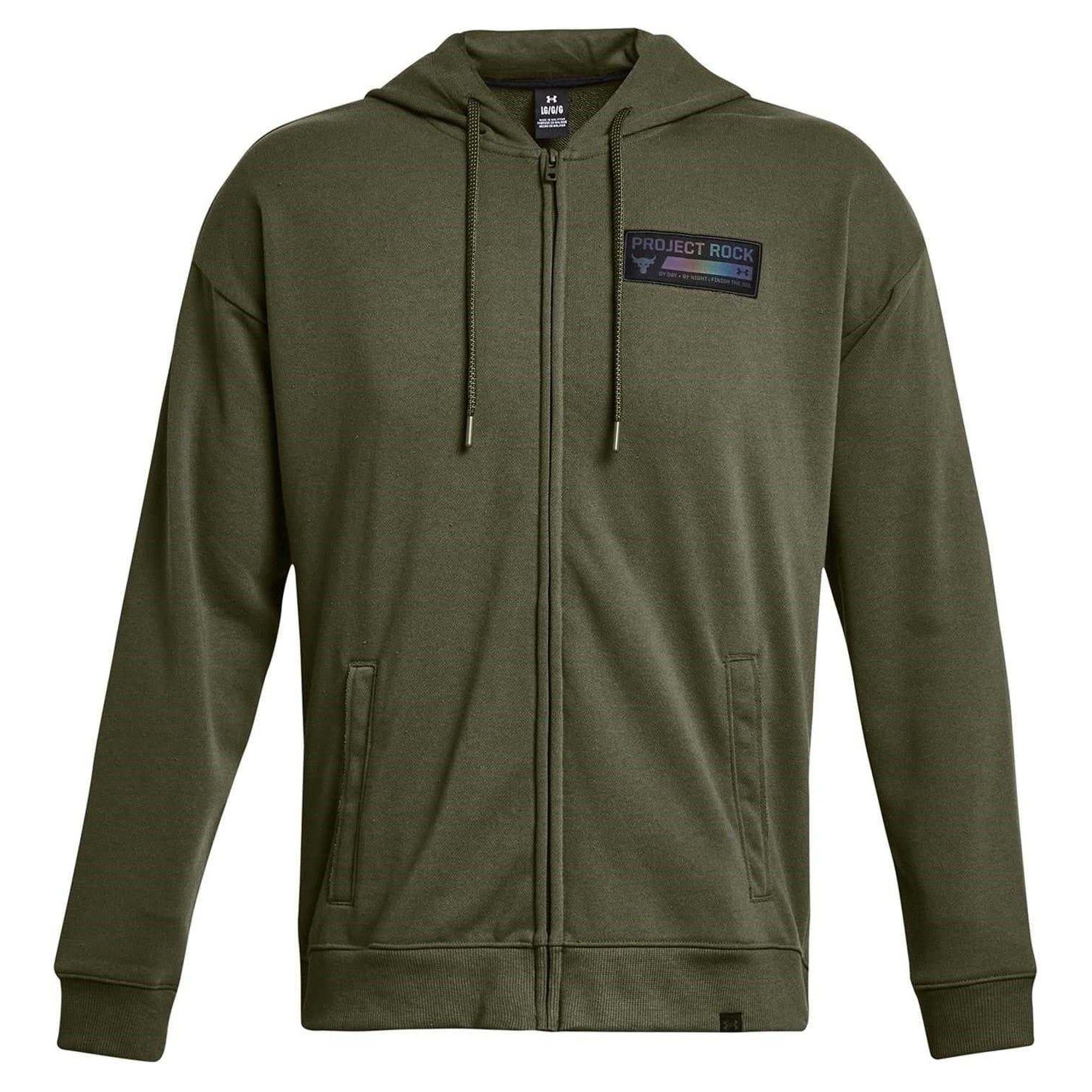 Green - Front - Under Armour Mens Project Rock Relaxed Fit Full Zip Hoodie