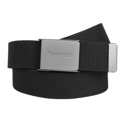 Black - Back - Firetrap Mens Woven Multi-Functional Bottle Opener Belt