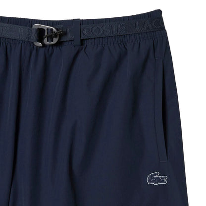 Blue - Back - Lacoste Mens Stripe Quick Dry Logo Swimming Trunks