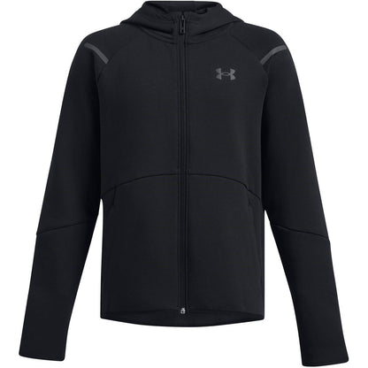 Black - Front - Under Armour Boys Full Zip Hoodie