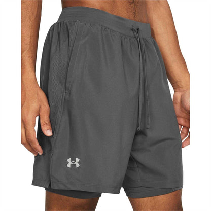 Castle Rock Grey - Side - Under Armour Mens Launch Running Shorts