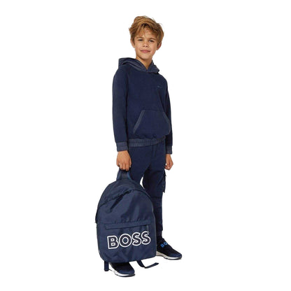 Navy - Side - Boss Childrens-Kids Regular Hoodie
